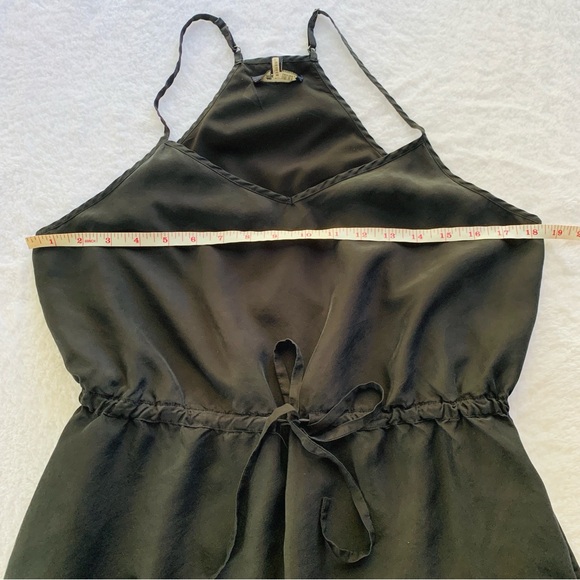 Madewell Drawstring Racerback 100% Silk Daybreak Dress in Black | Size 10 - Picture 3 of 8